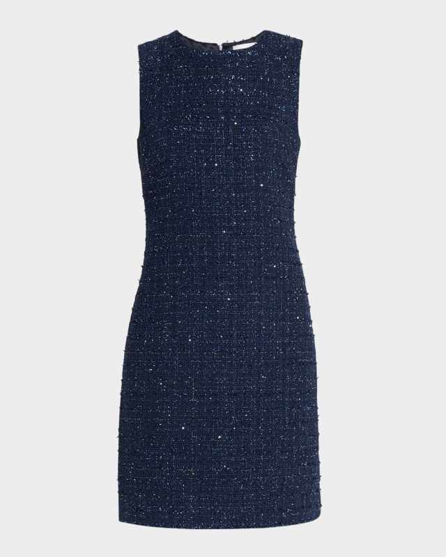 Midnight Metallic Multi Tweed Sleeveless Dress